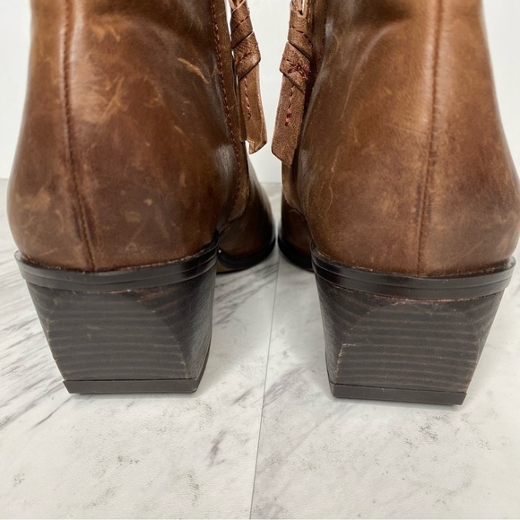 Franco Sarto Spur Brown Leather Bootie 9M - Picture 4 of 15